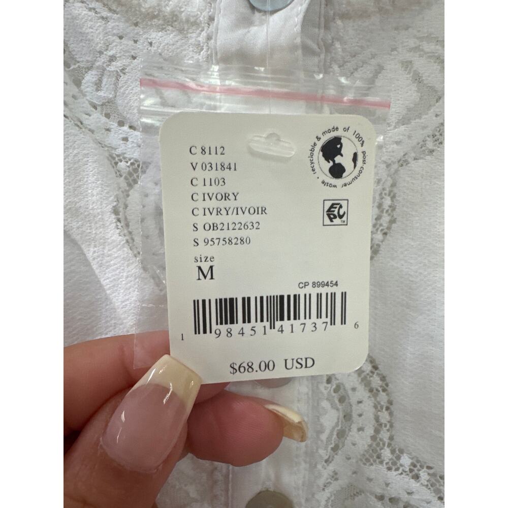 Free People Jae Knit Sleeveless Top Cutwork Lace Button Up Boho Cottagecore Med - Picture 3 of 5